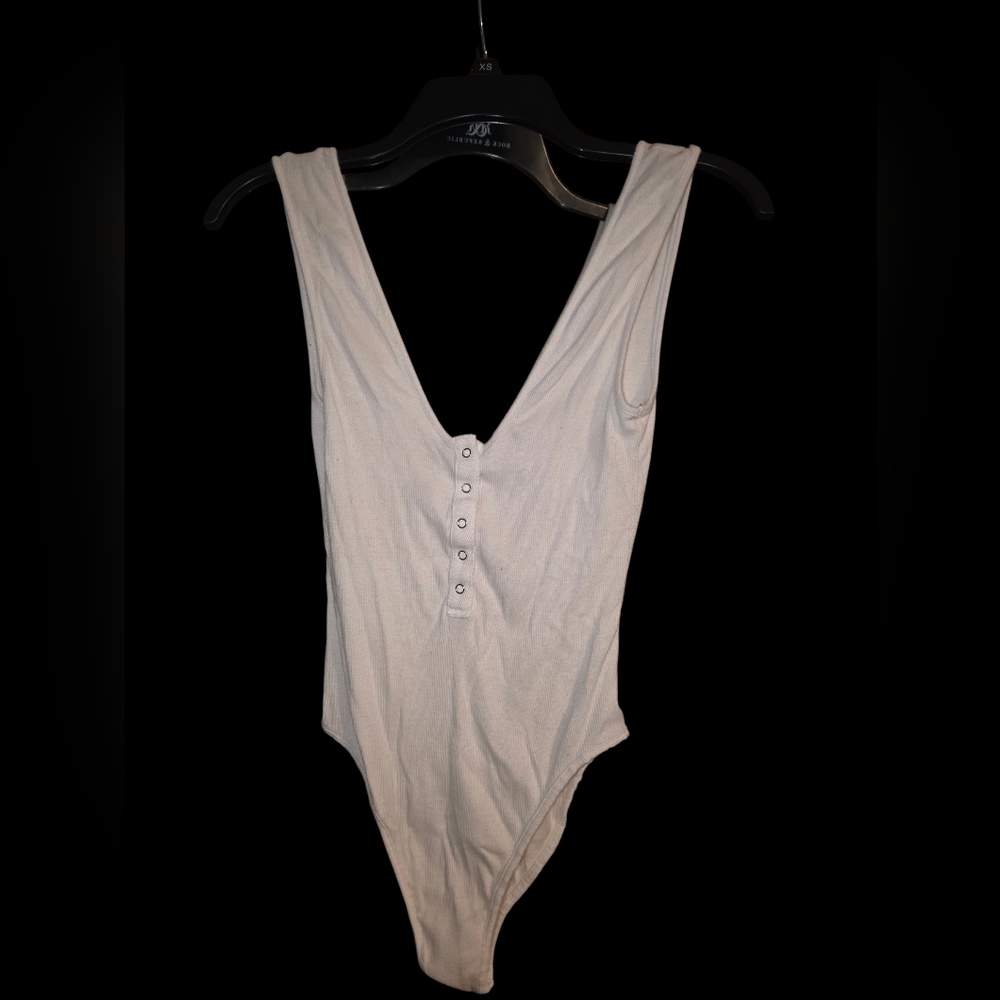 Free People Cream Sleeveless Bodysuit